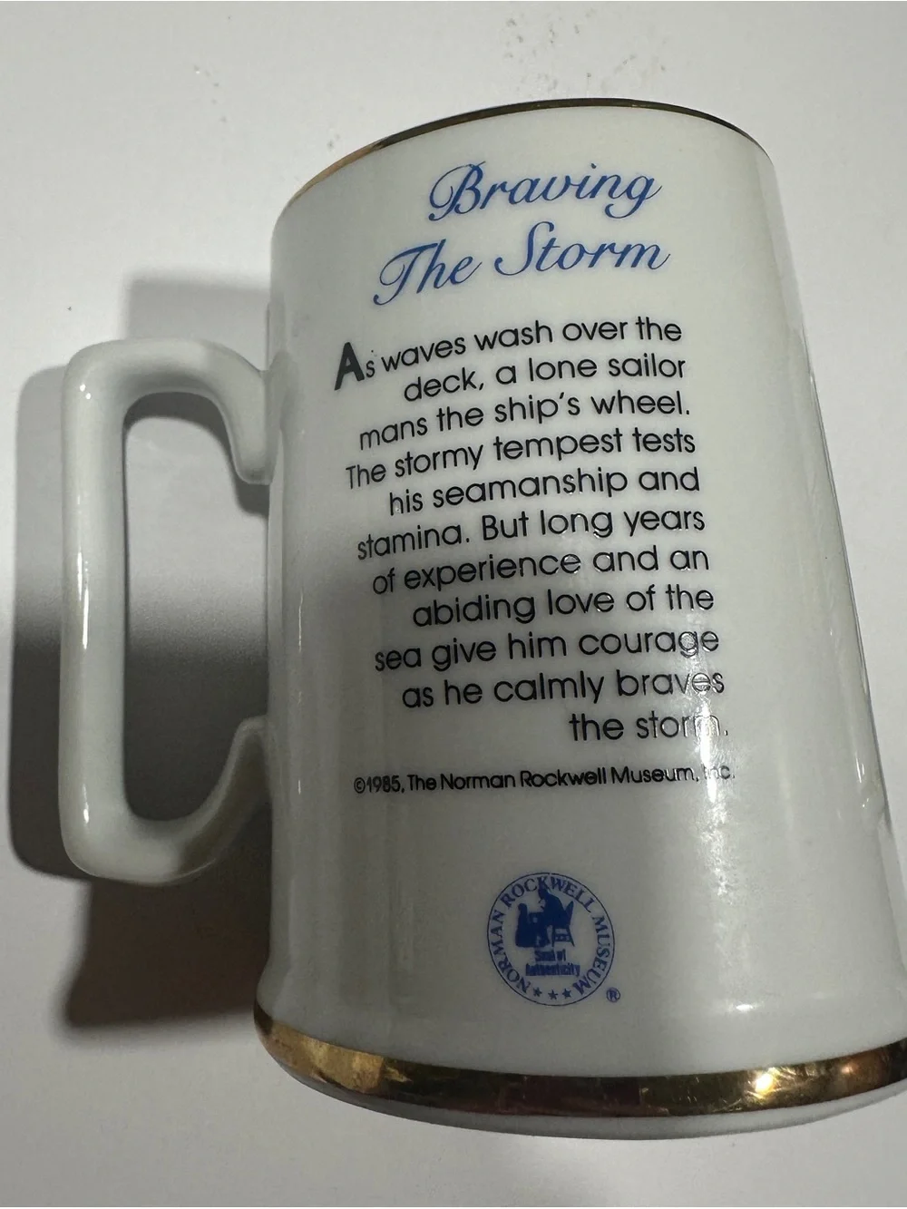Set Of 2 Vintage Norman Rockwell 1985 Seafarer's Collection mugs, Gold Trim